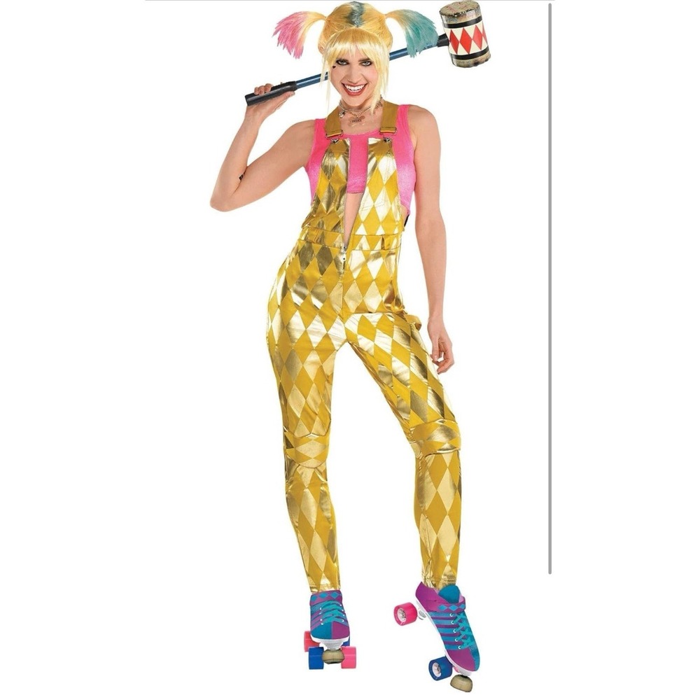 Harley Quinn Costume Adult Medium Halloween Cosplay Birds Of Prey Overalls ⭐️